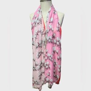 Furla Pink Floral Oversized Modal Style Scarf Wrap 72” x 27”